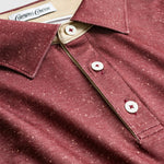 Close-up of a garnet FSU shirt with buttons and a visible brand label.