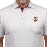 FSU Whiteout polo with FSU Interlock logo in front view