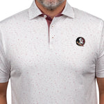FSU Whiteout polo with Seminoles primary logo in front view