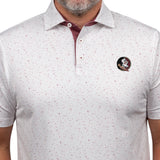 FSU Whiteout polo with Seminoles primary logo in front view