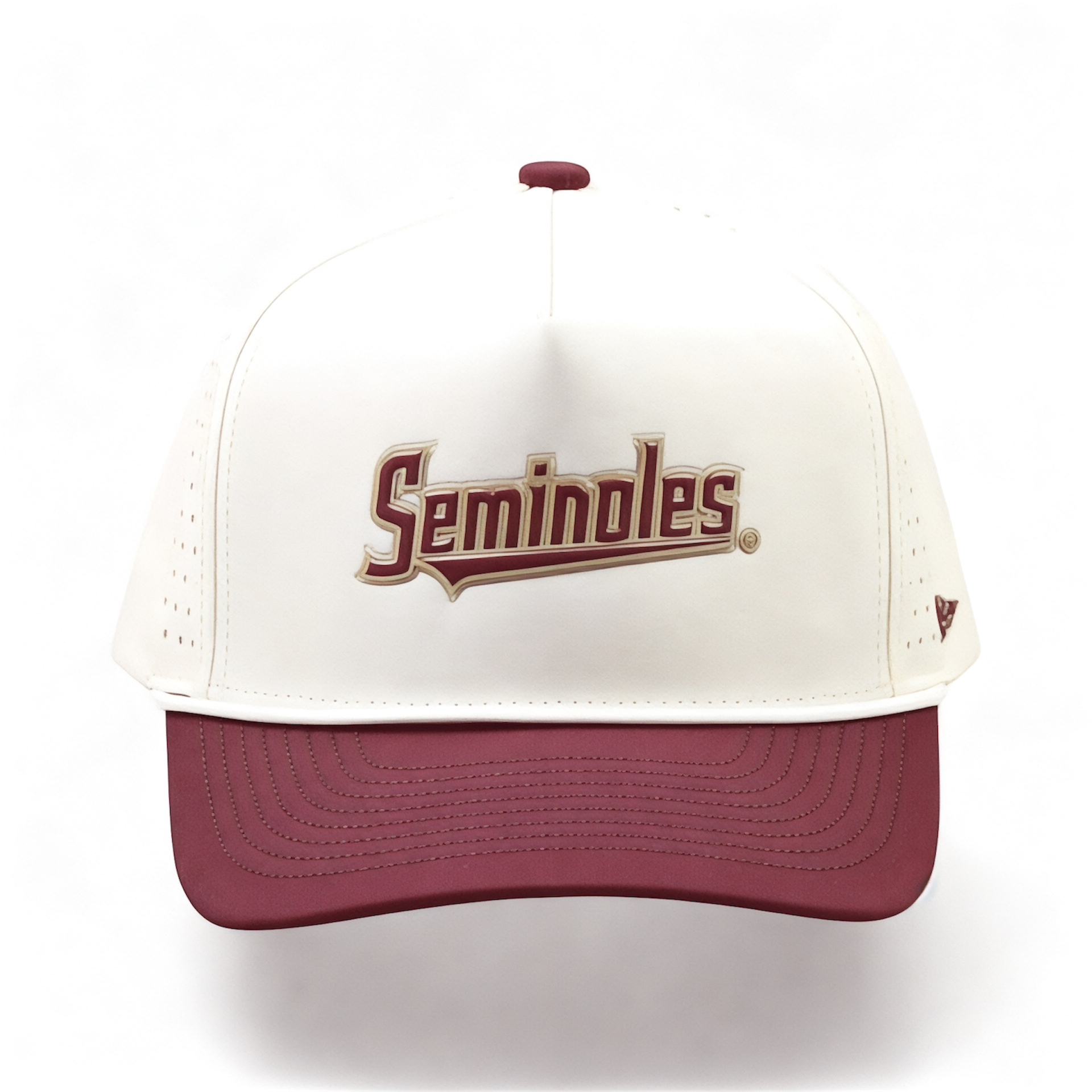 Florida State University  FSU Seminoles Tan and Garnet Rope Hat. Fairway Performance premium hat by Campus Course.