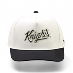 University of Central Florida  UCF Knights Tan and Black Rope Hat. Fairway Performance premium hat by Campus Course.