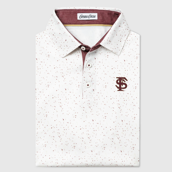 "FSU" Interlock Stadium Speckle Whiteout Polo