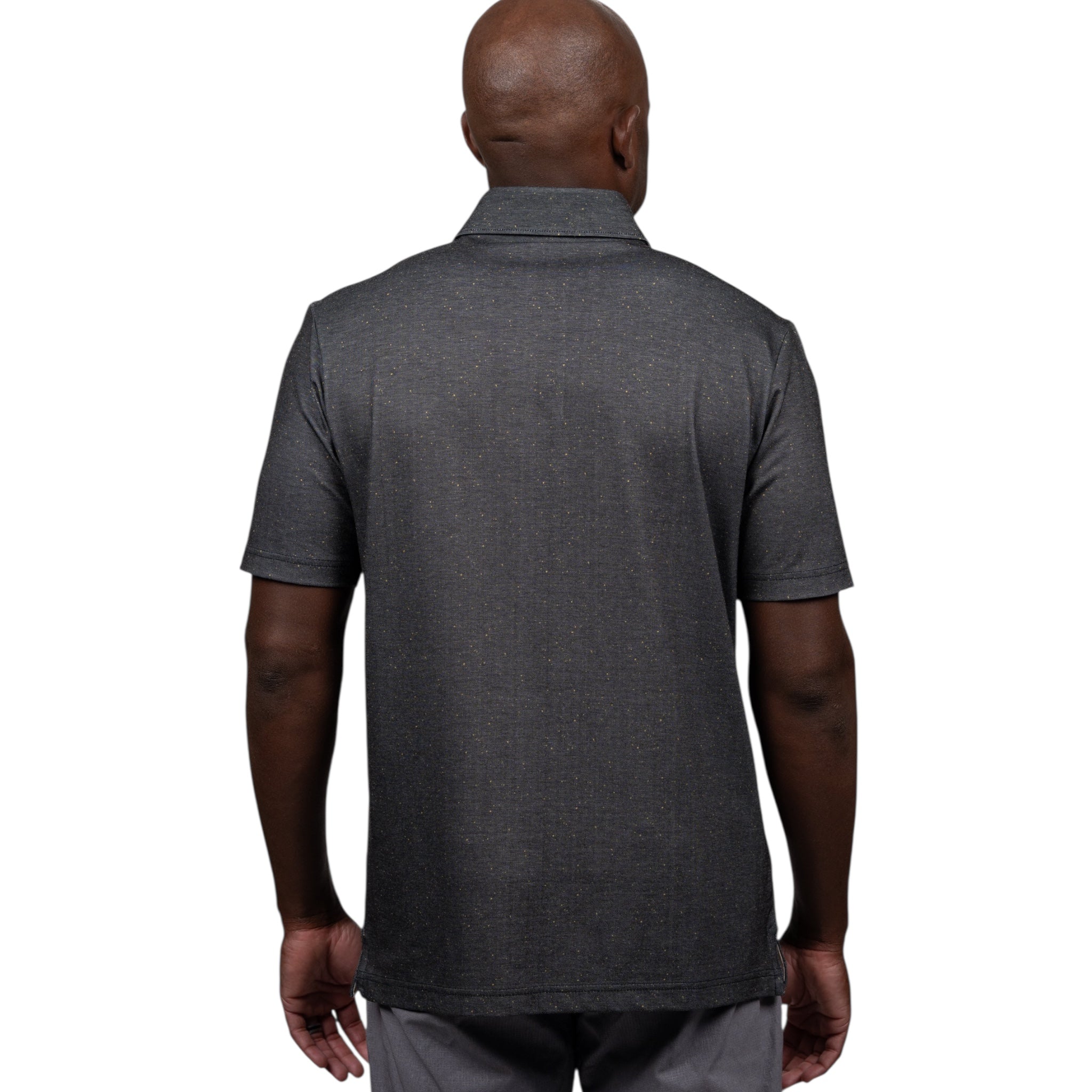 UCF Knights Stadium Speckle three-button performance polo black and gold