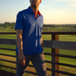 Won't Back Down Stadium Speckle polo orange and blue Tampa made