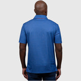 Person wearing a blue UF polo shirt on a white background