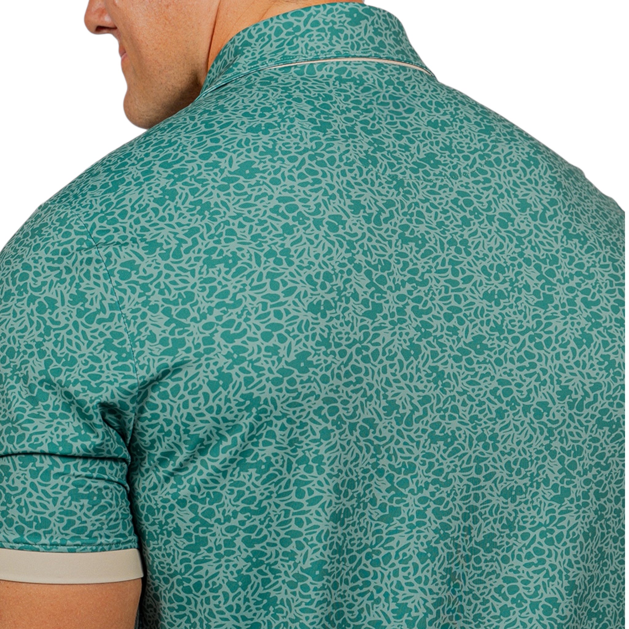 USF Fairway Floral polo shirt close up back view
