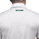 usf whiteout polo with wordmark on neck